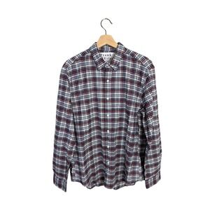 Frank & Eileen Finbar Red Black Navy Plaid Flannel Long Sleeve Button Down M